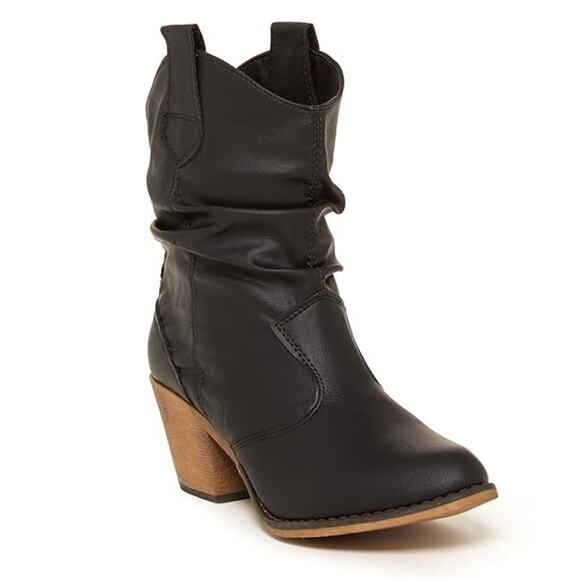 Charles Albert Western Ankle Boots Sz 6 Cowgirl Black Heels Pull On - Picture 2 of 11